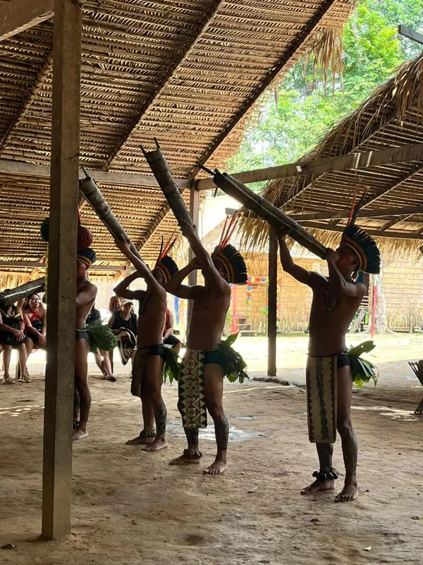 Indigenous community ceremony on the Pink Dolphins and Indigenous Village day tour from Manaus